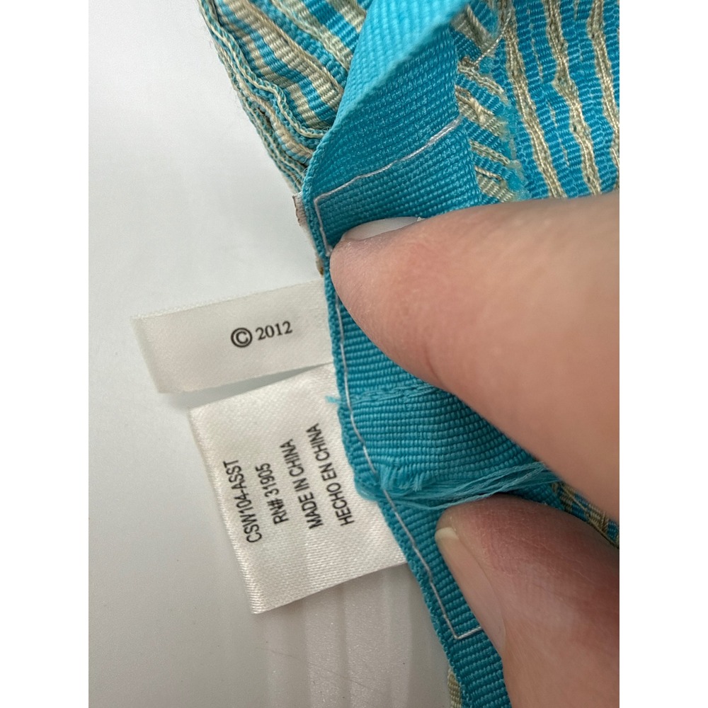 Cappelli Straworld Turquoise Blue White Striped Wide Brim Floppy Sun Hat Bonnet - Picture 9 of 9
